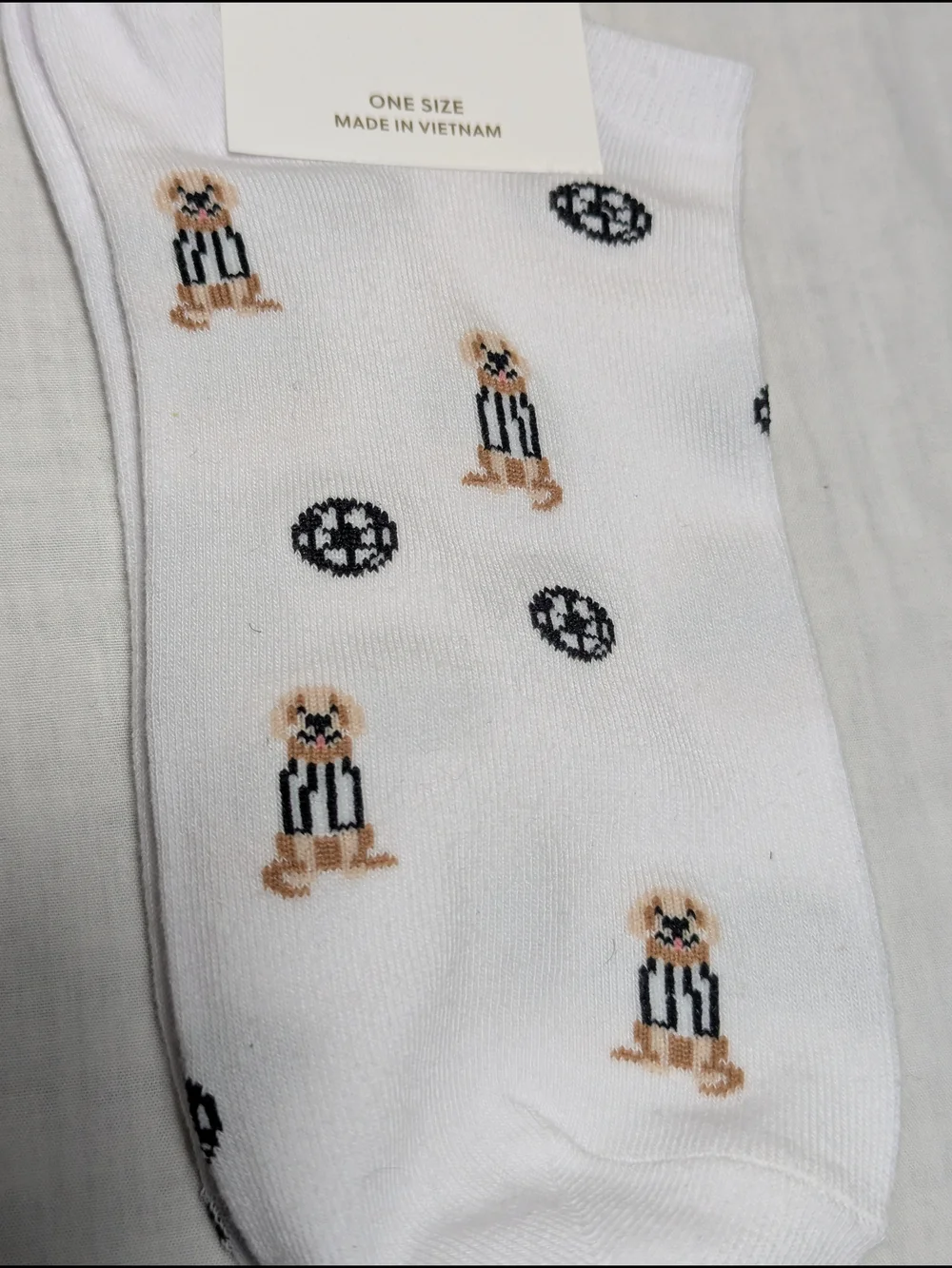 NWT J. Crew Women's White Soccer Golden Retriever Ankle Socks (One Size)